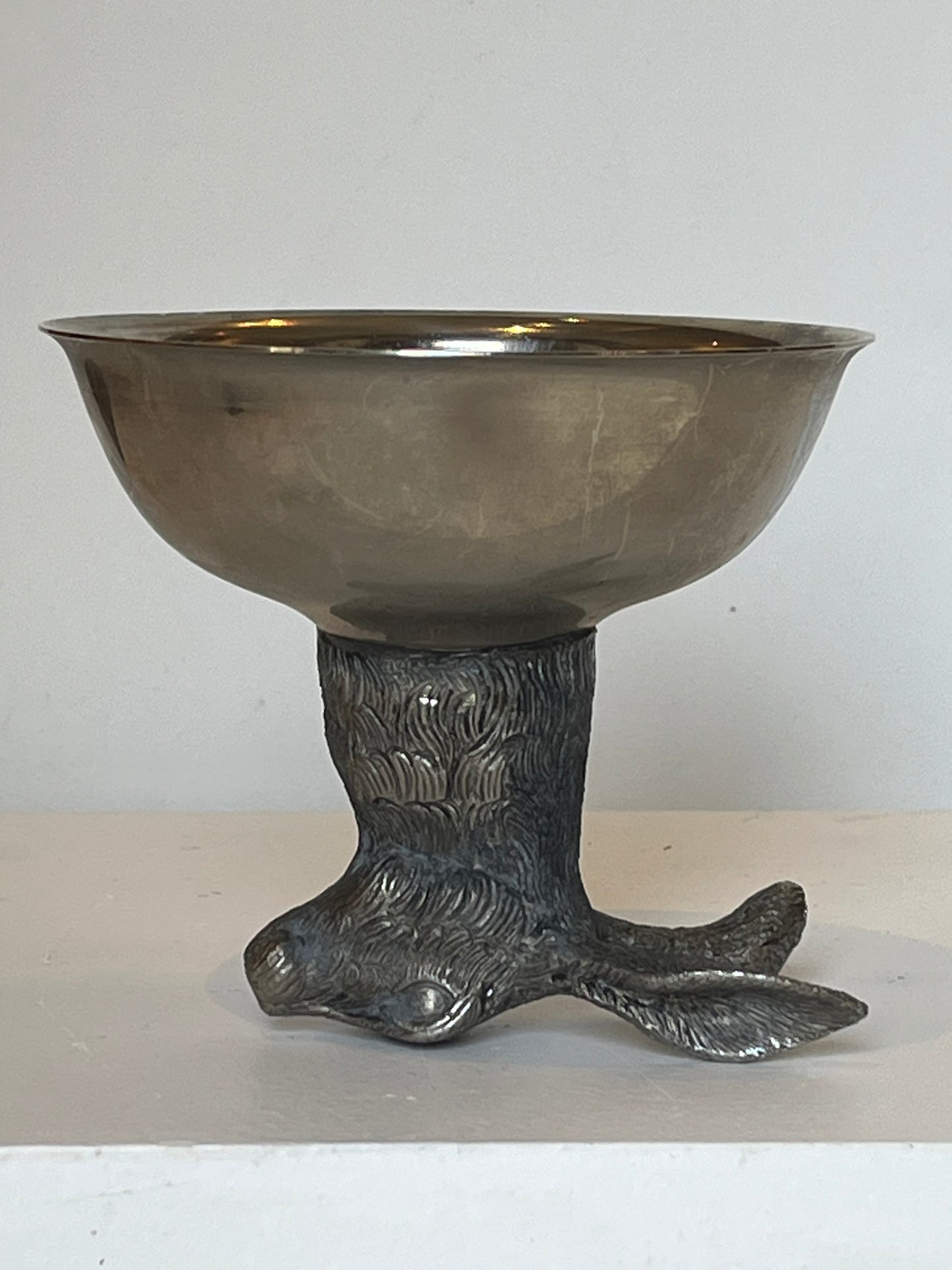 Silver-plated stirrup cup. Rabbit.
