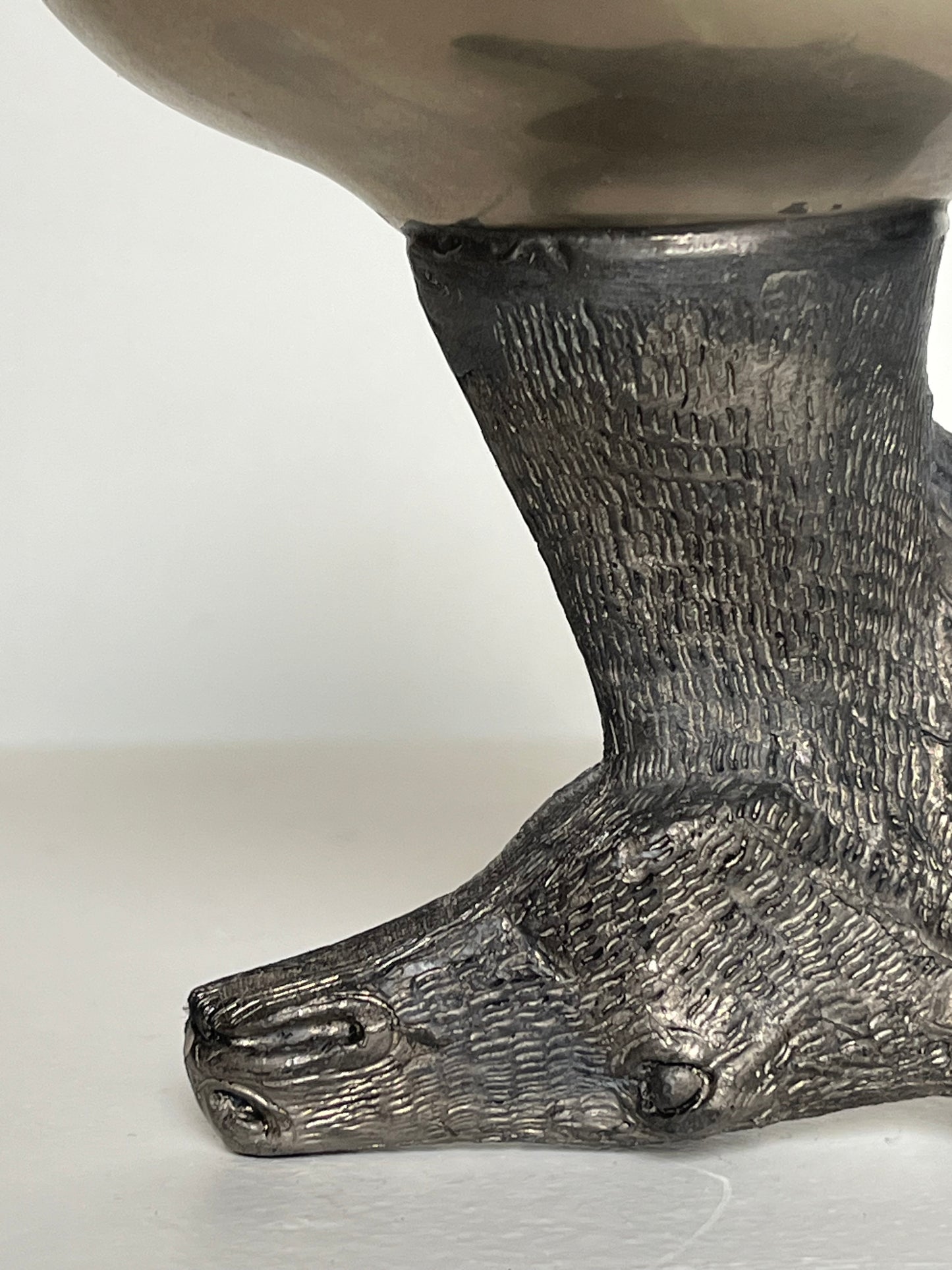 Silver-plated stirrup cup. Horse.