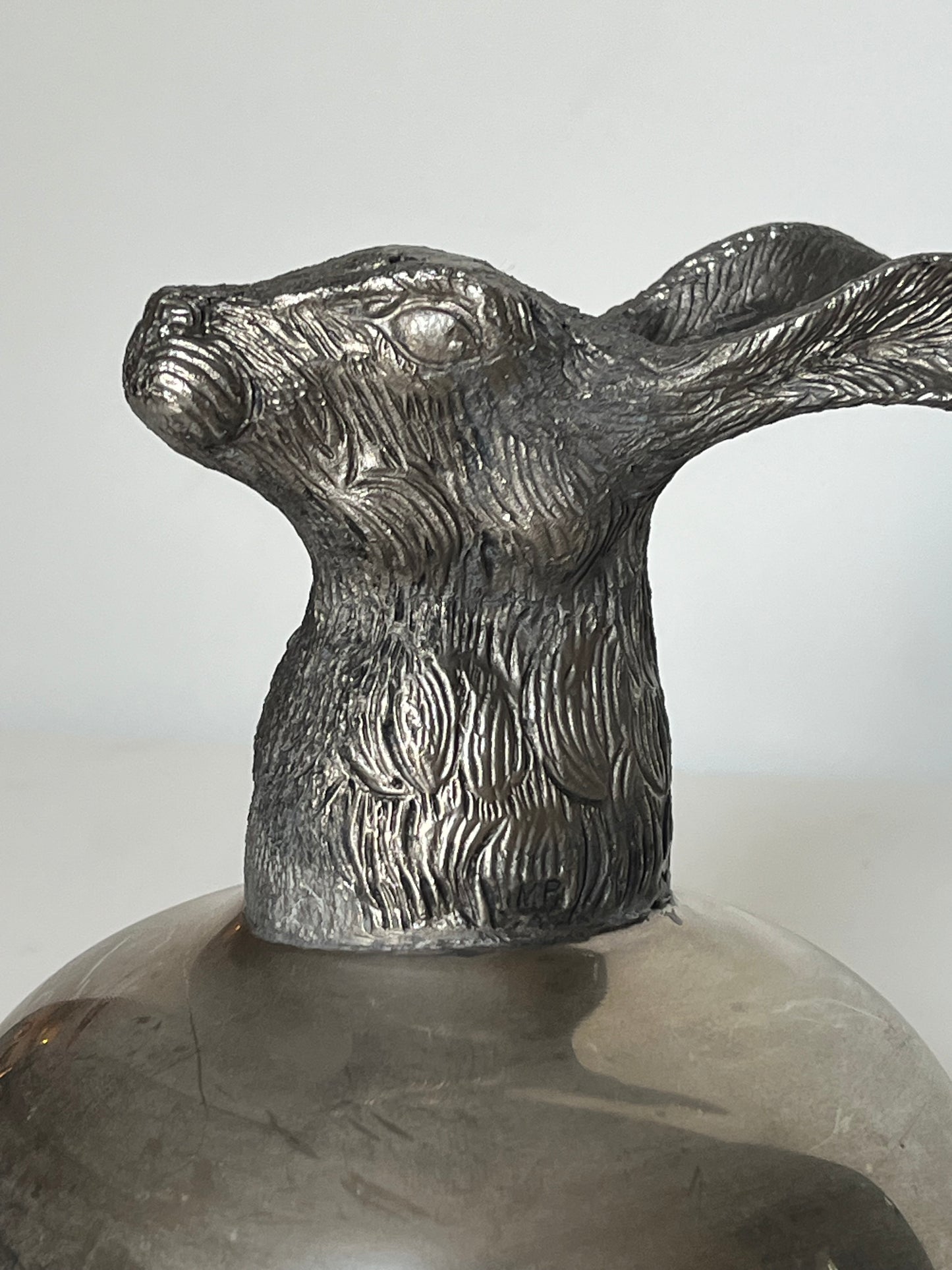 Silver-plated stirrup cup. Rabbit.