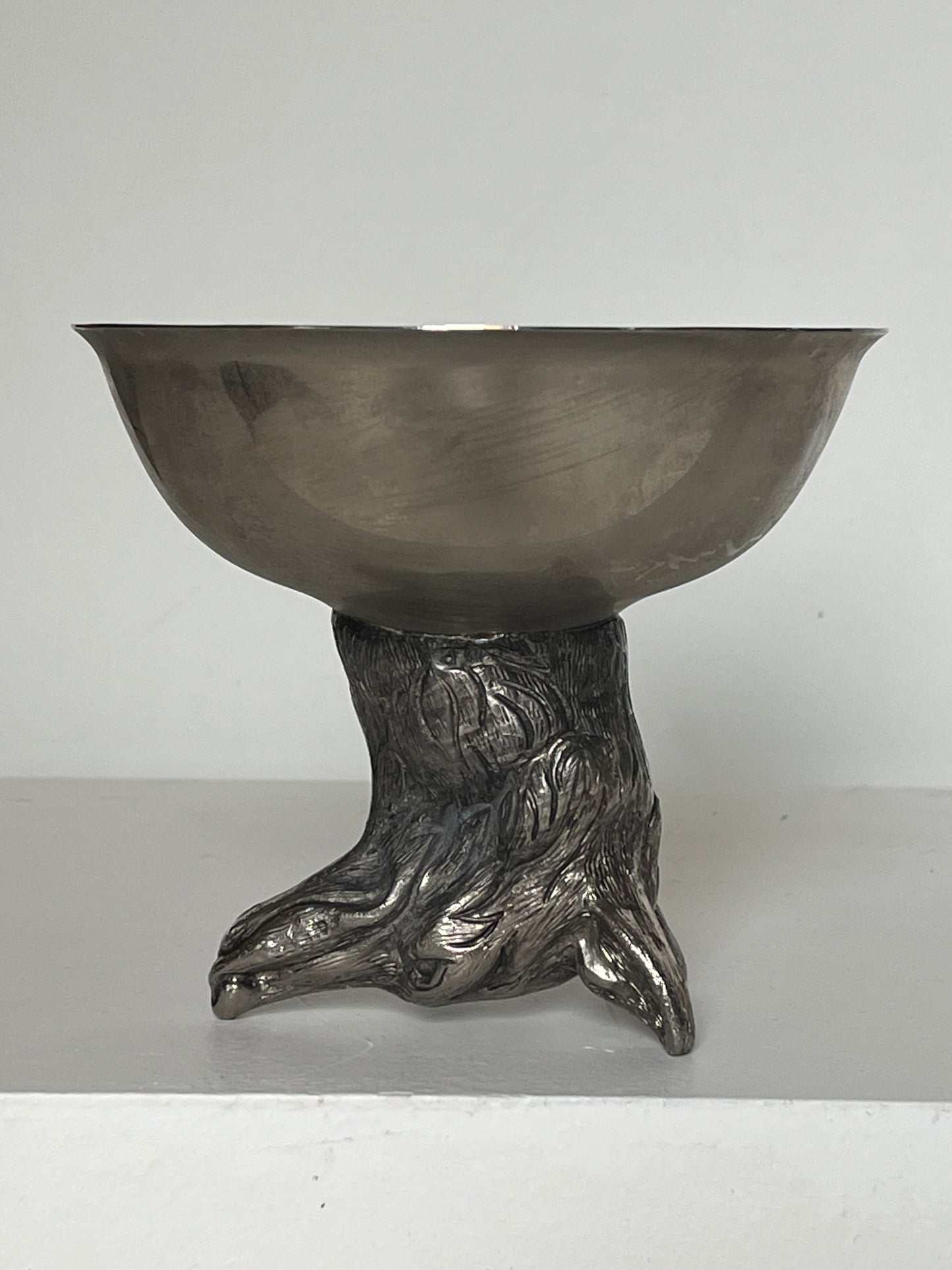 Silver-plated stirrup cup. Fox.