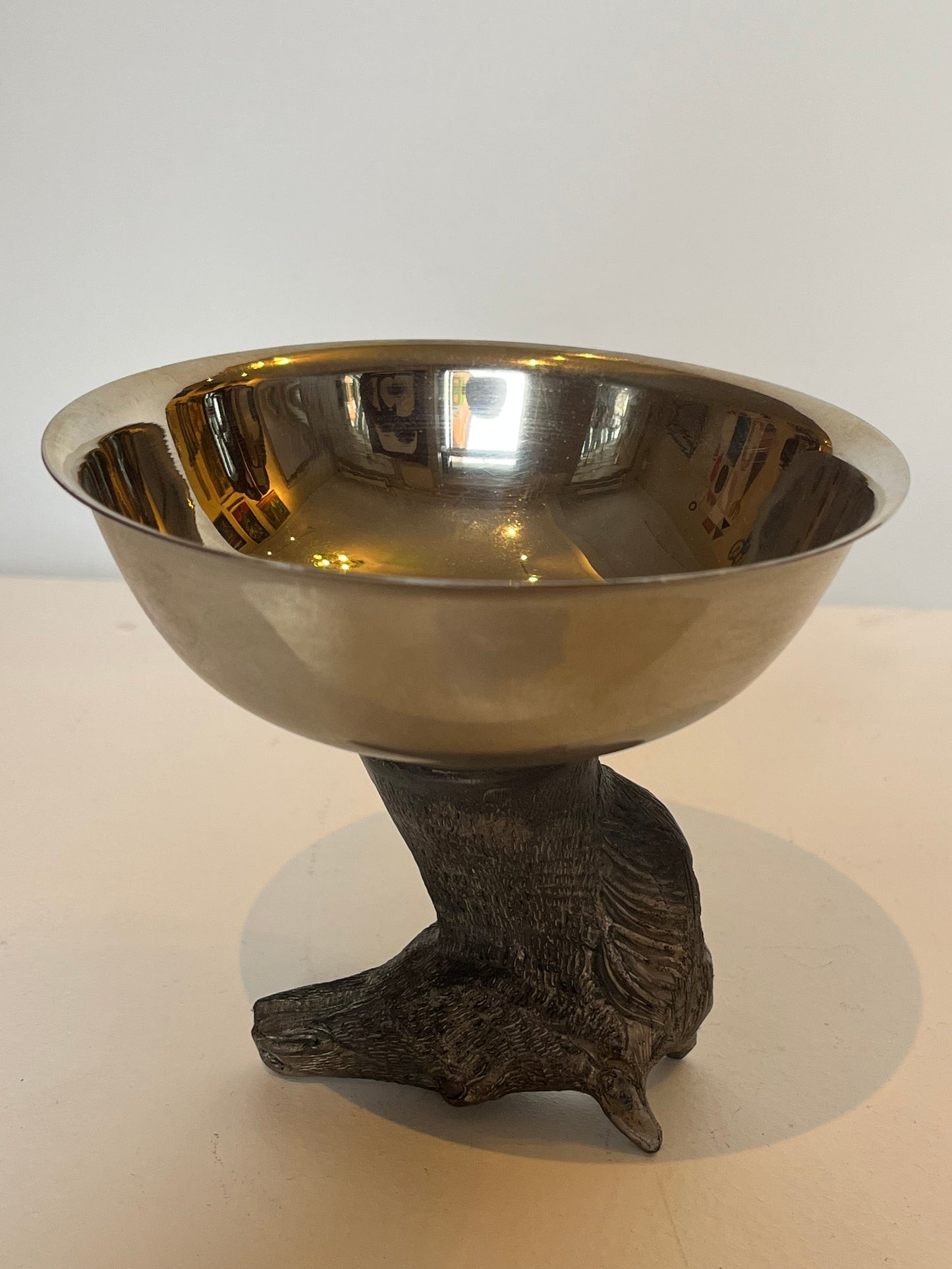 Silver-plated stirrup cup. Horse.