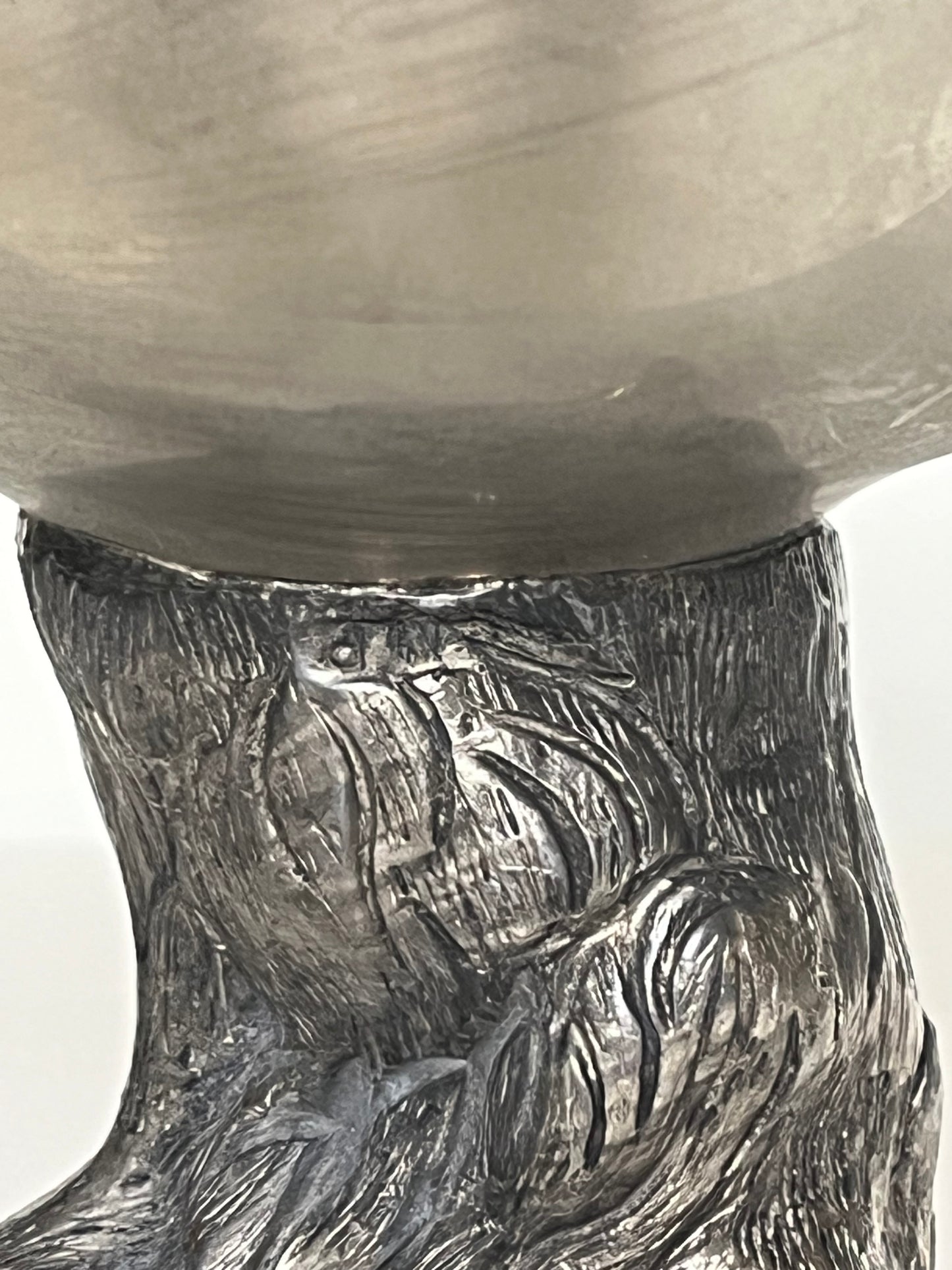 Silver-plated stirrup cup. Fox.