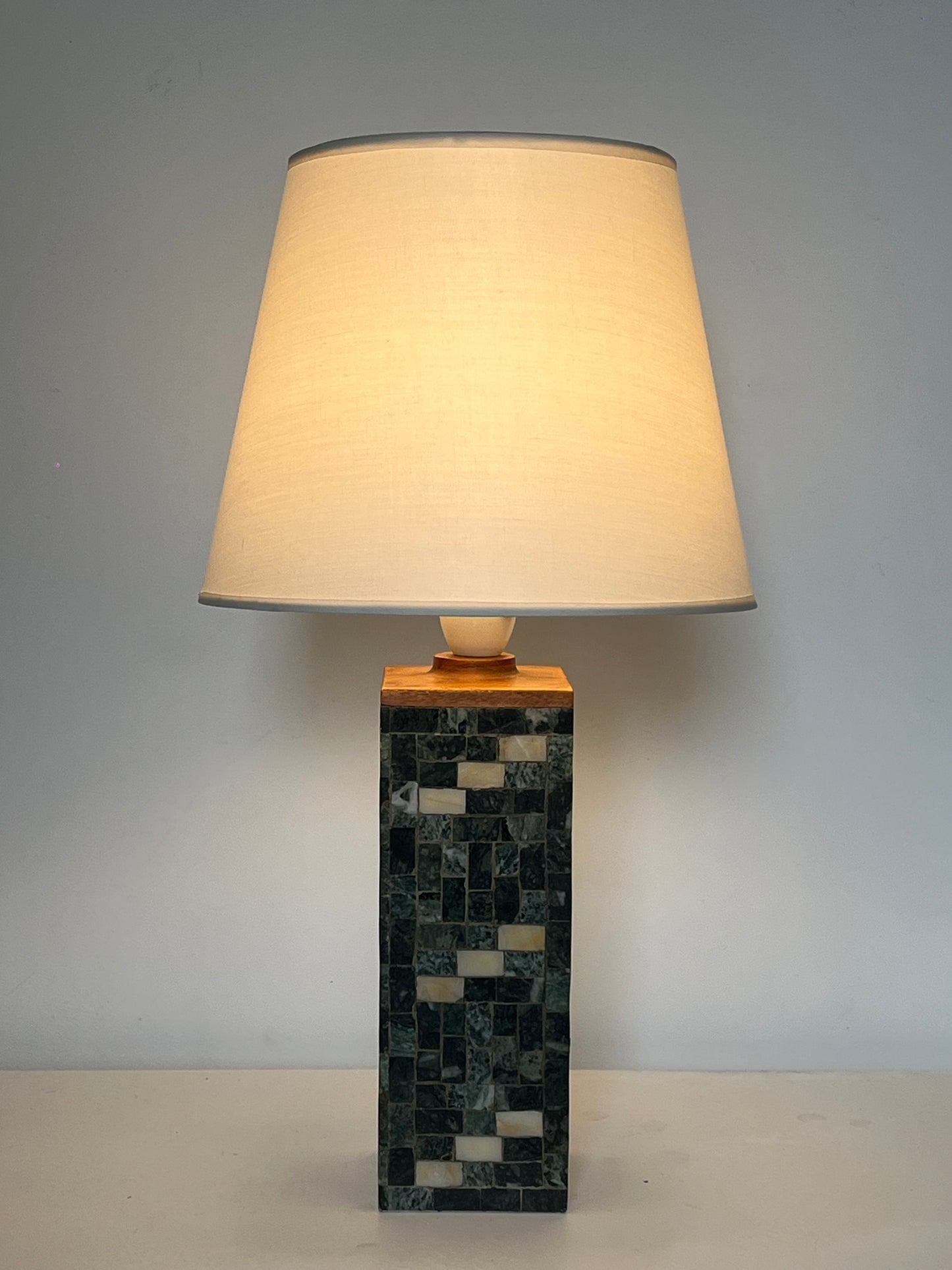 Marble and teak tablelamp