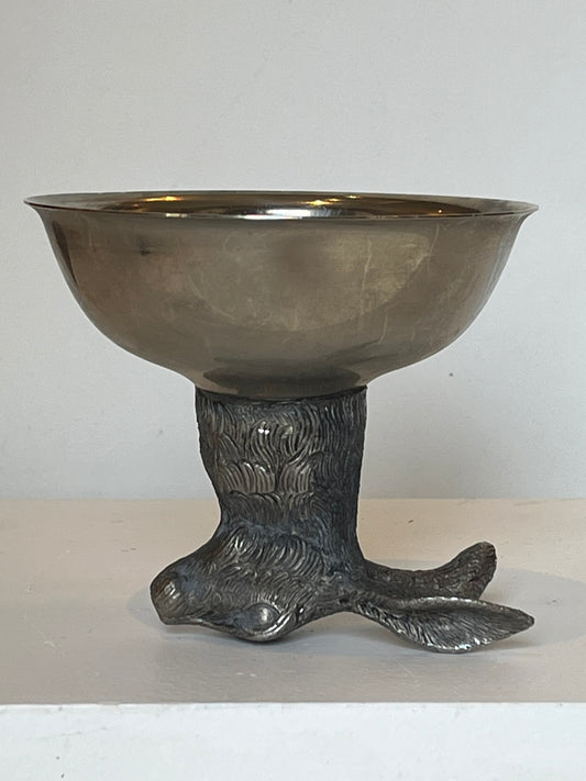 Silver-plated stirrup cup. Rabbit.