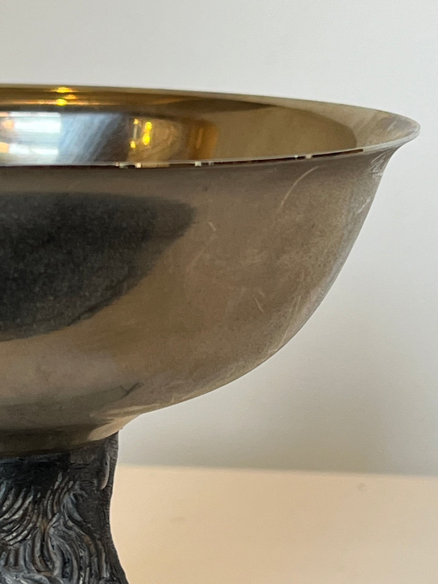 Silver-plated stirrup cup. Boar.