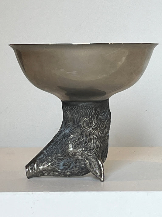 Silver-plated stirrup cup. Boar.