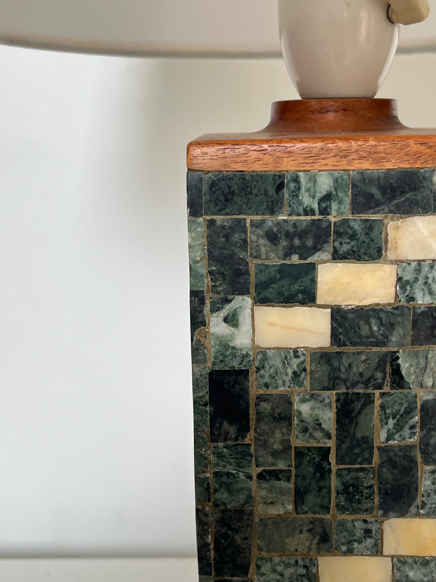 Marble and teak tablelamp