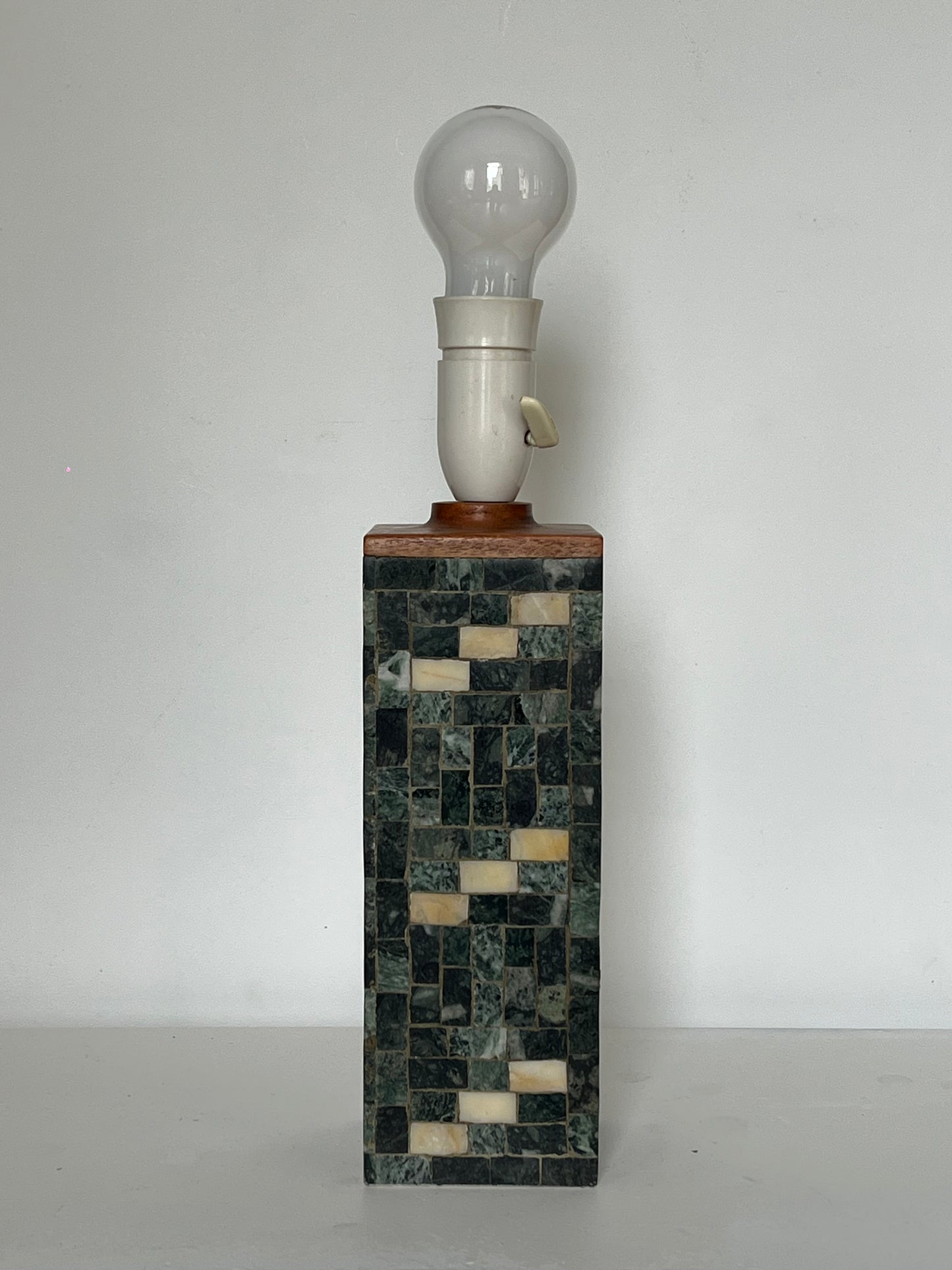 Marble and teak tablelamp