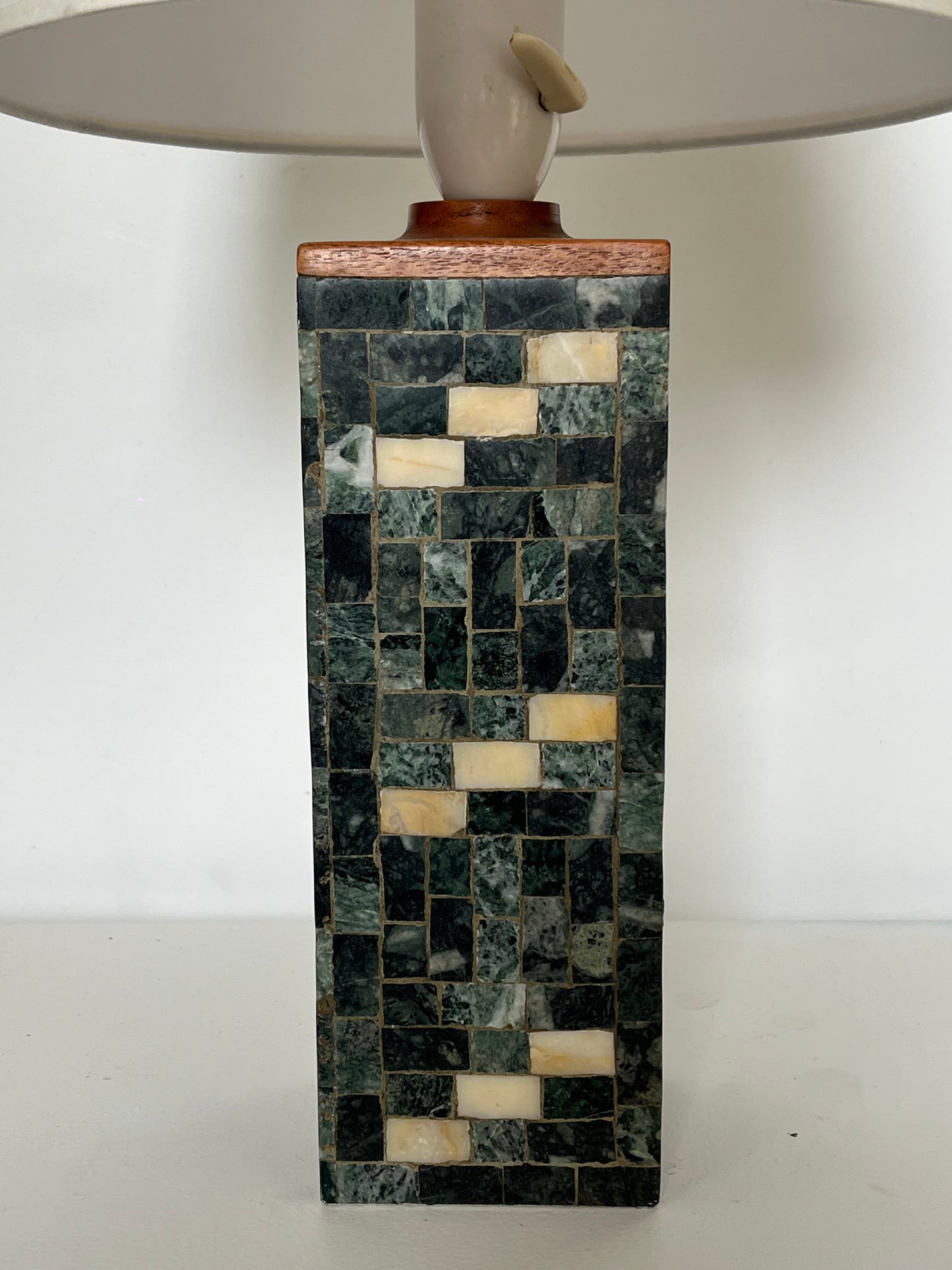 Marble and teak tablelamp