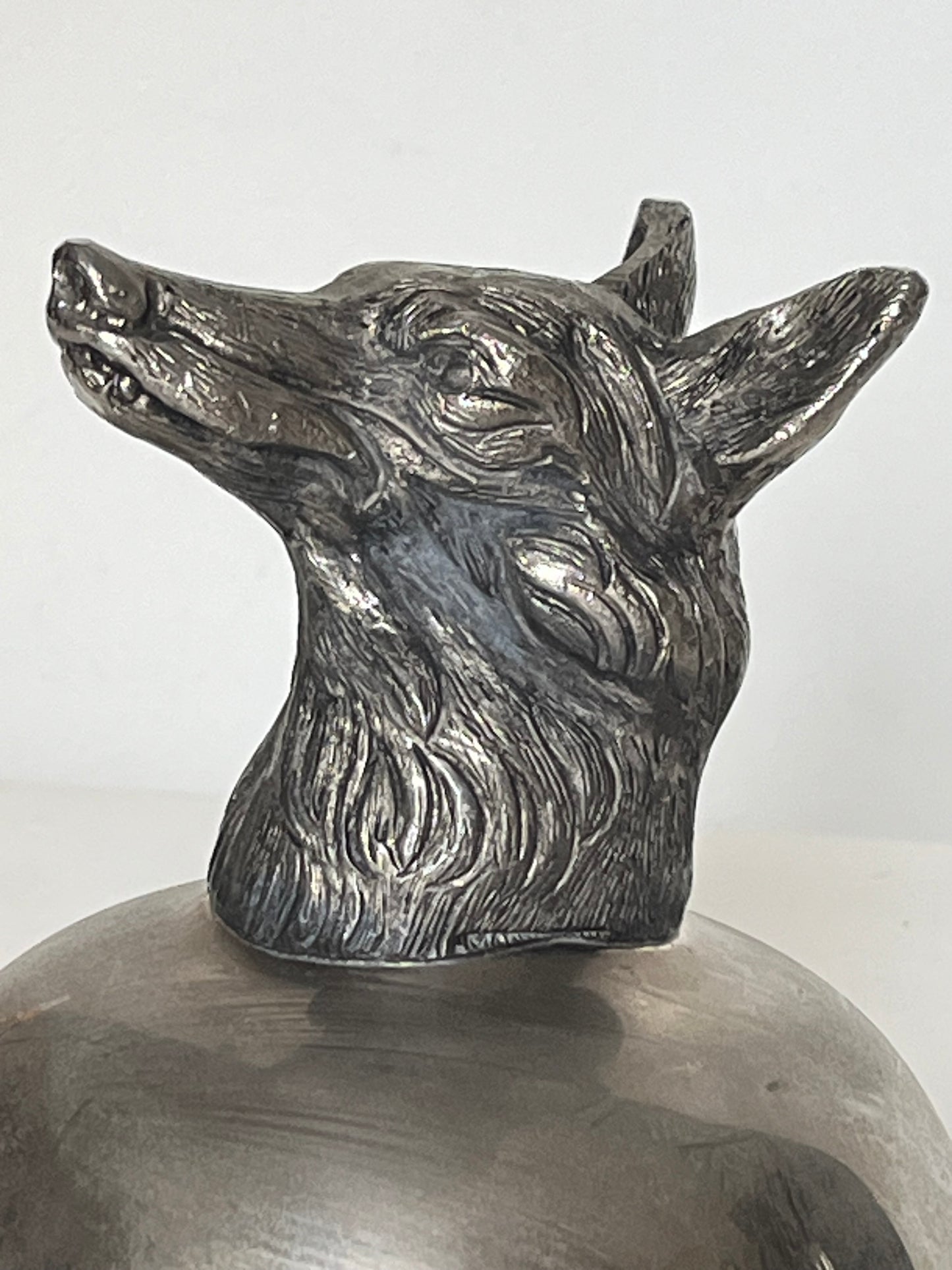 Silver-plated stirrup cup. Fox.