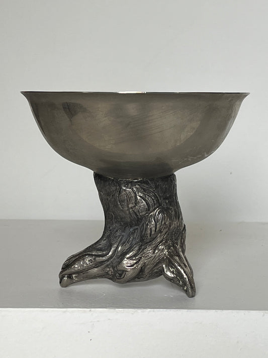 Silver-plated stirrup cup. Fox.