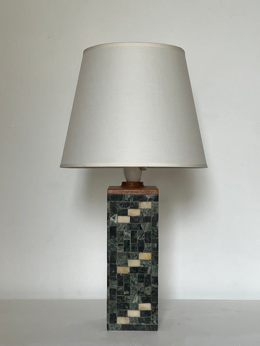Marble and teak tablelamp
