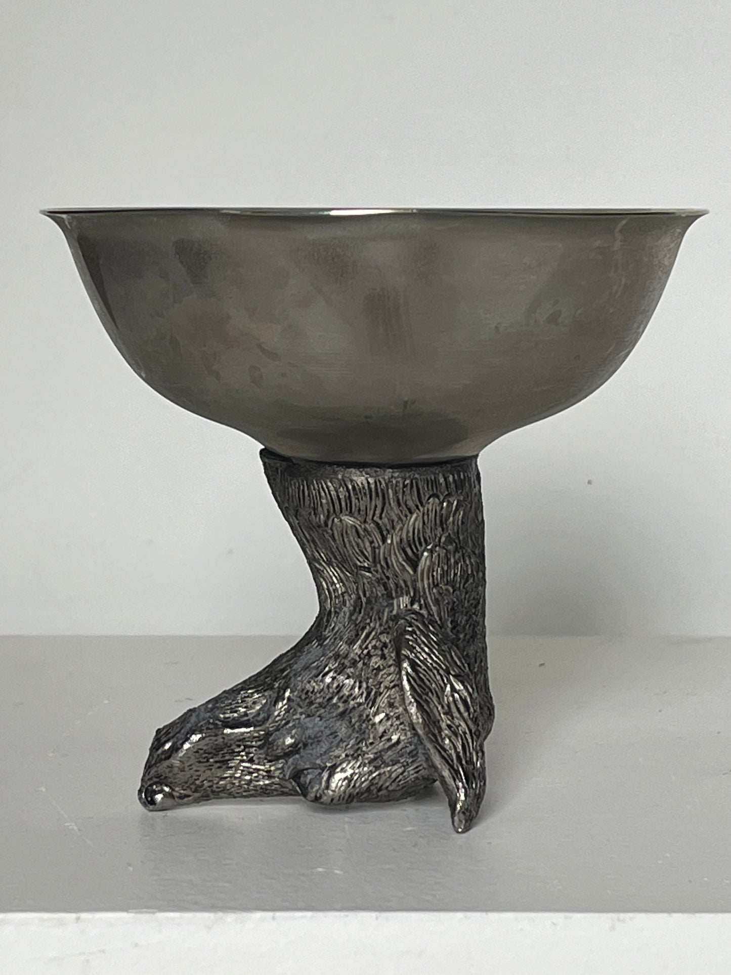 Silver-plated stirrup cup. Dog.