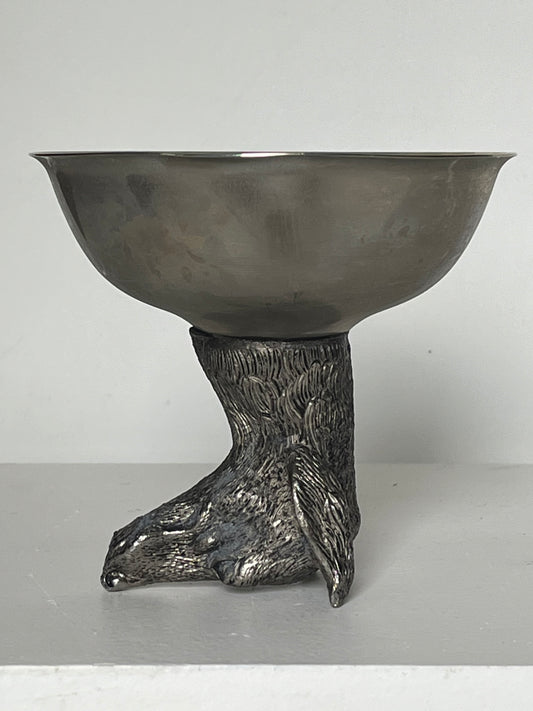 Silver-plated stirrup cup. Dog.