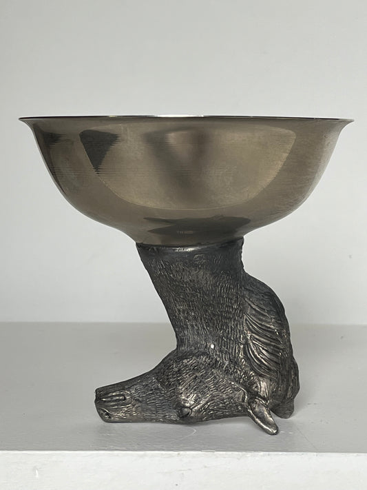 Silver-plated stirrup cup. Horse.
